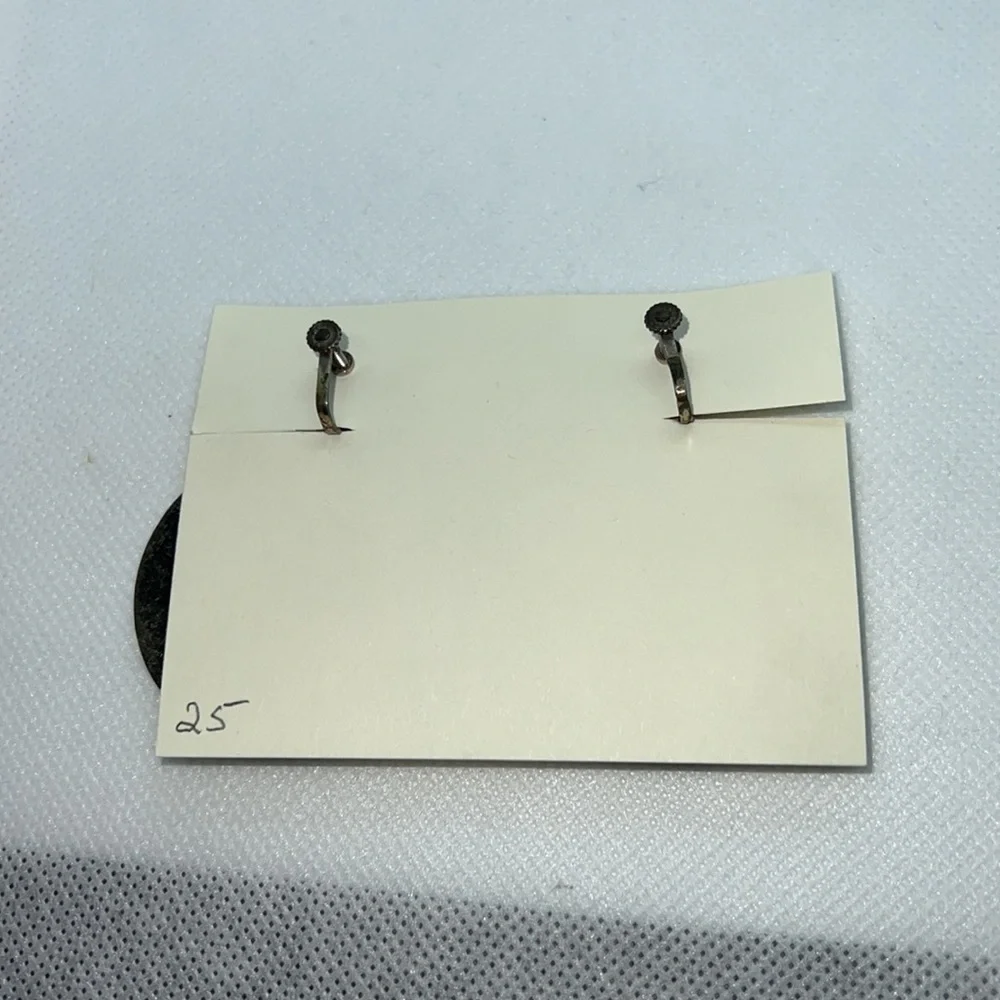 VINTAGE EARRINGS STERLING SILVER SCREW-BACK POST WESTERN BRONCO DESIGN EAR RINGS - Picture 4 of 9